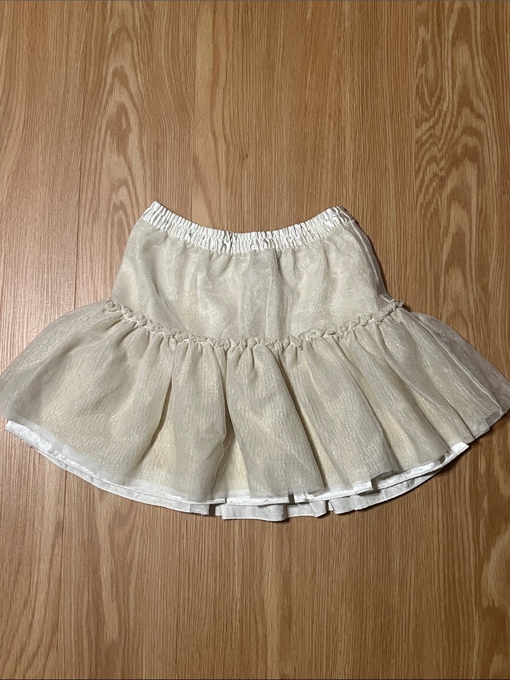 Cherokee Cream and Glitter Gold Tulle Tiered Skirt for Kids, size 5T